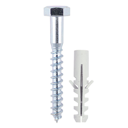 Timco Coach Screws & Nylon Plugs, Zinc Steel