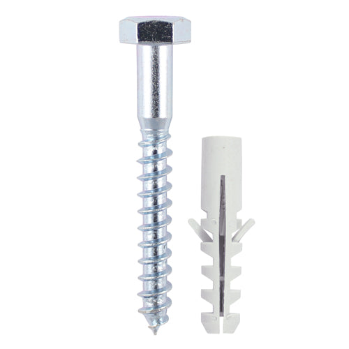 Timco Coach Screws & Nylon Plugs, Zinc Steel