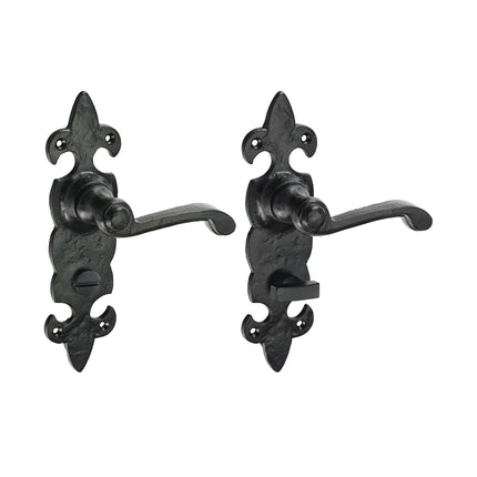 Fleur De Lys Ornate Bathroom Handles - Antique Black