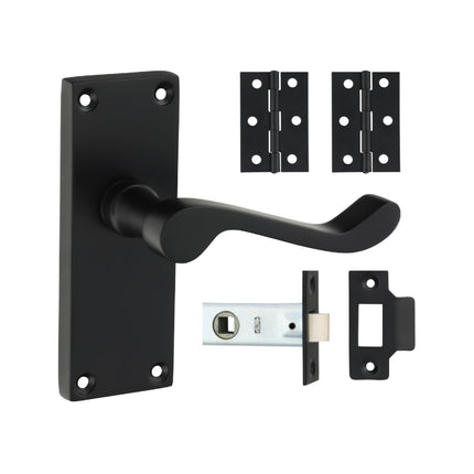 Timco Victorian Scroll Latch Door Pack, Matt Black Zinc