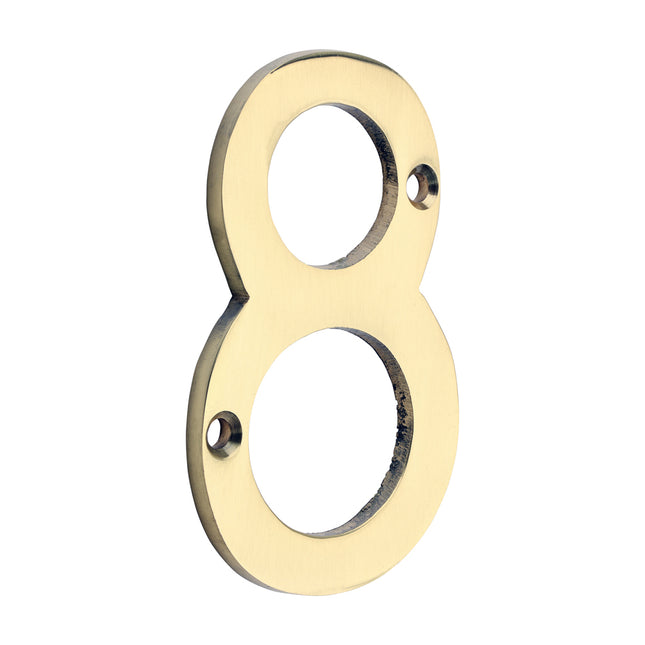 Timco Door Numeral 8, Polished Brass Lime