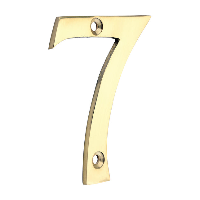 Timco Door Numeral 7, Polished Brass Lime