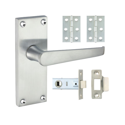 Timco Victorian Straight Latch Door Pack Satin Chrome, Zinc