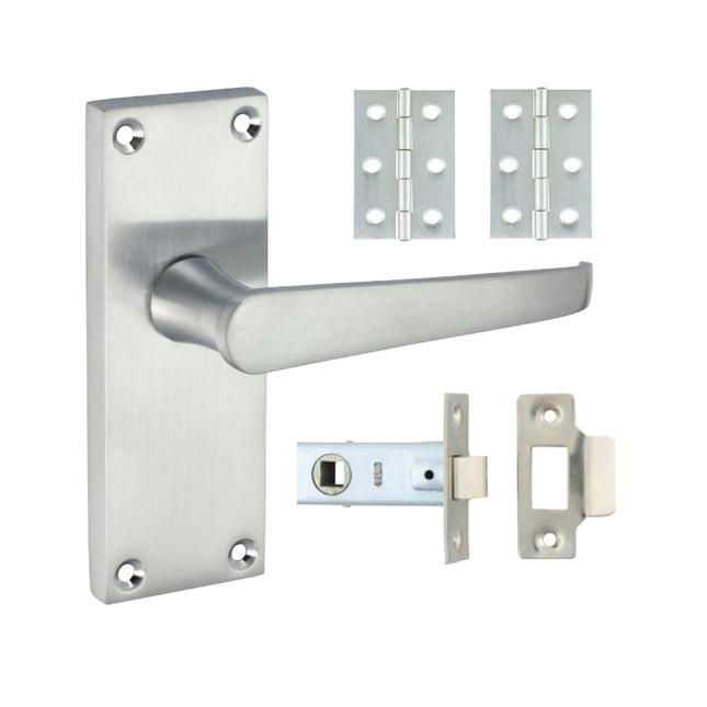 Timco Victorian Straight Latch Door Pack Satin Chrome, Zinc