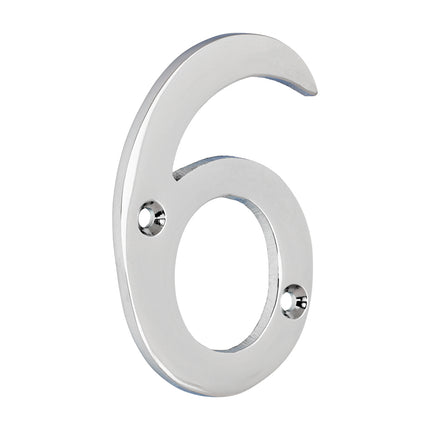 Timco Door Numeral 6, Polished Chrome Lime