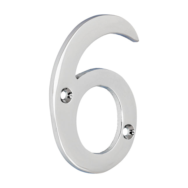 Timco Door Numeral 6, Polished Chrome Lime