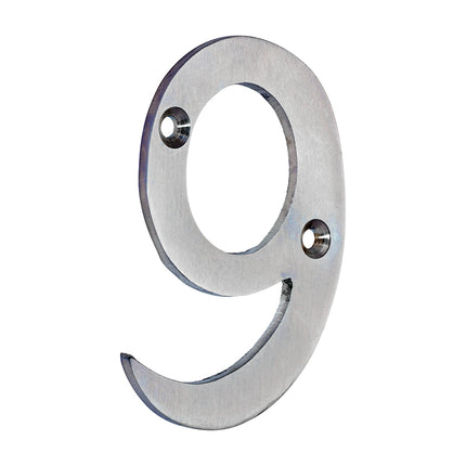 Timco Door Numeral 9, Satin Chrome Lime