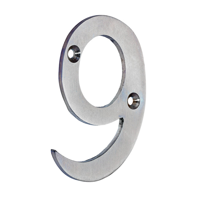 Timco Door Numeral 9, Satin Chrome Lime