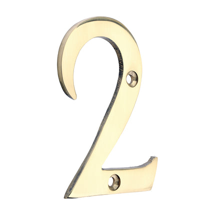 Timco Door Numeral 2, Polished Brass Lime