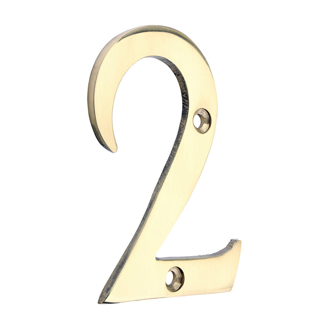 Timco Door Numeral 2, Polished Brass Lime
