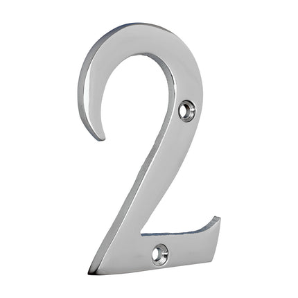 Timco Door Numeral 2, Polished Chrome Lime