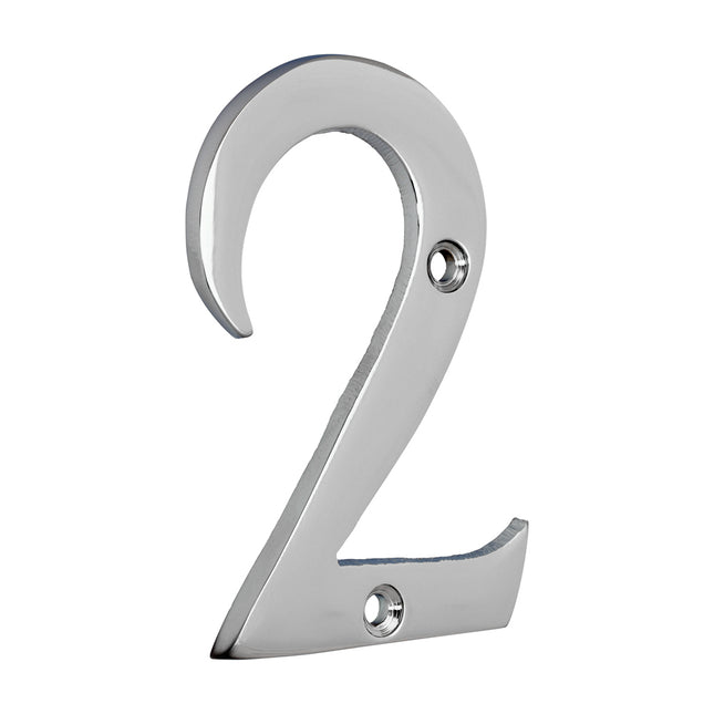 Timco Door Numeral 2, Polished Chrome Lime