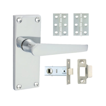 Timco Victorian Straight Latch Door Pack Polished Chrome, Zinc
