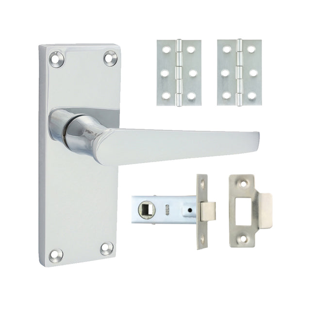 Timco Victorian Straight Latch Door Pack Polished Chrome, Zinc