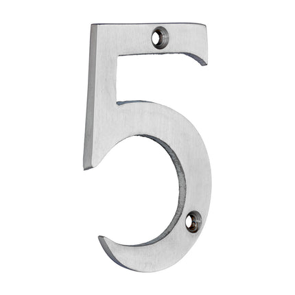 Timco Door Numeral 5, Satin Chrome Lime