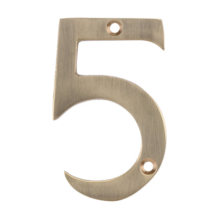 Timco Door Numeral 5, Polished Brass Lime