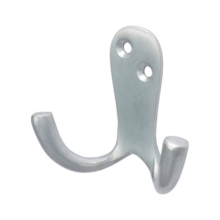 Timco Double Robe Hook, Satin Chrome Brass