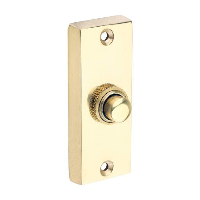 Timco Traditional Door Bell Push, Polished Brass Lime