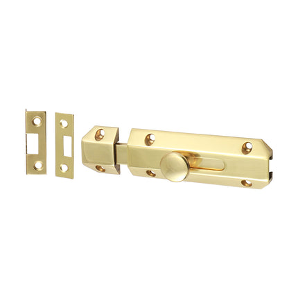 Timco Architectural Flat Section Bolt, Polished Brass Lime