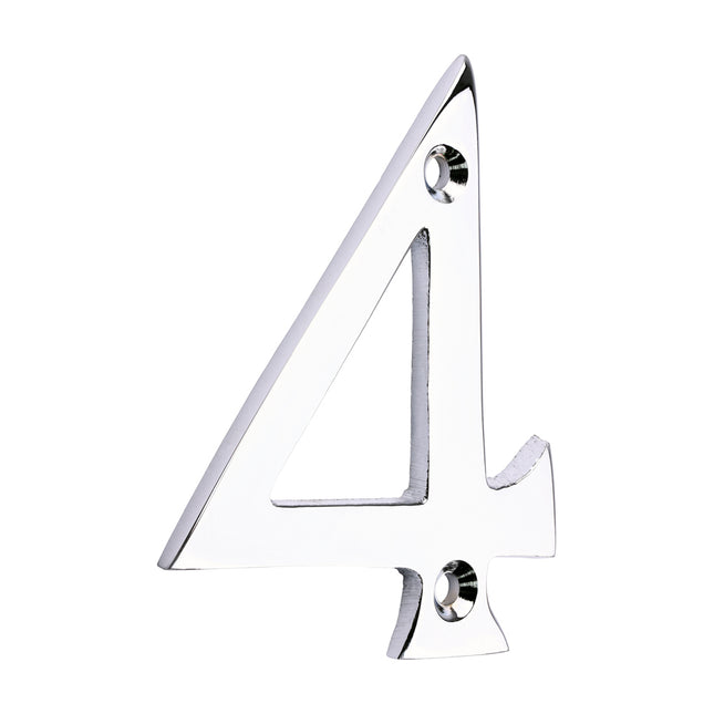 Timco Door Numeral 4, Polished Chrome Lime