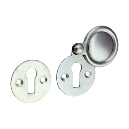 Pair of Traditional Pattern Escutcheon - Satin Chrome