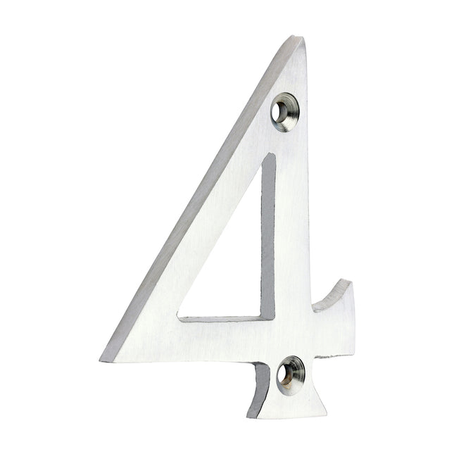 Timco Door Numeral 4, Satin Chrome Lime