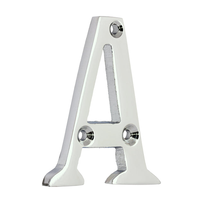 Timco Door Letter A, Polished Chrome Lime