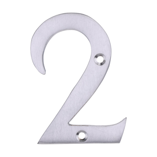Timco Door Numeral 2, Satin Chrome Lime