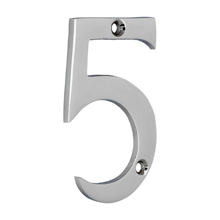 Timco Door Numeral 5, Polished Chrome Lime