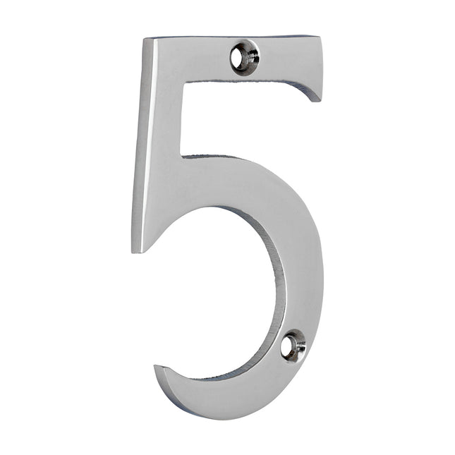 Timco Door Numeral 5, Polished Chrome Lime