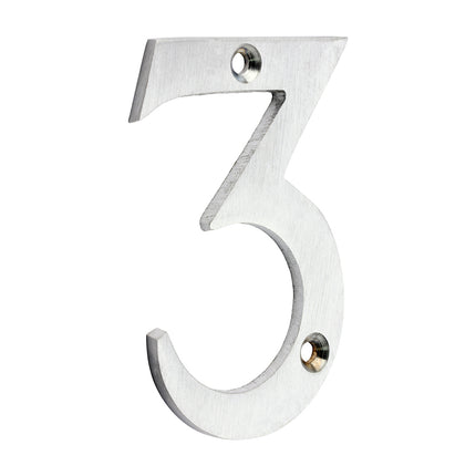 Timco Door Numeral 3, Satin Chrome Lime
