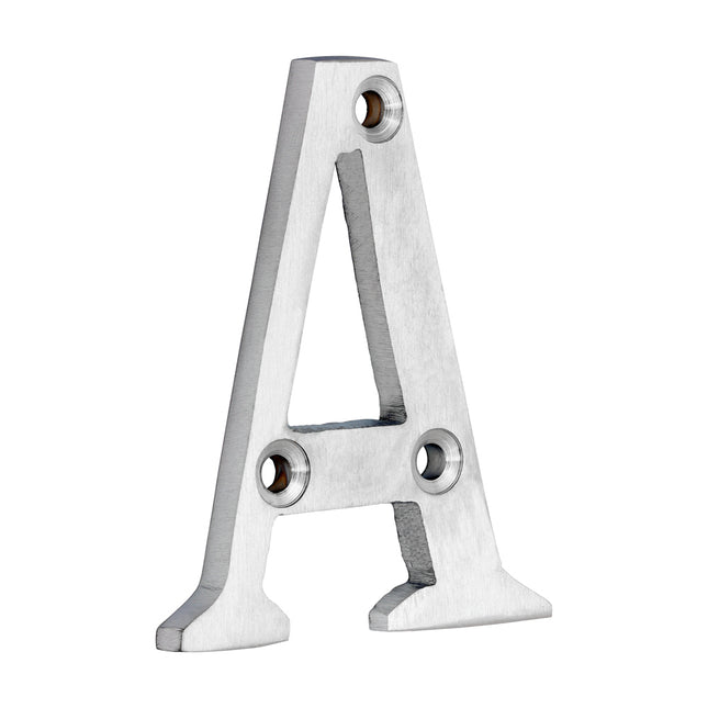 Timco Door Letter A, Satin Chrome Lime