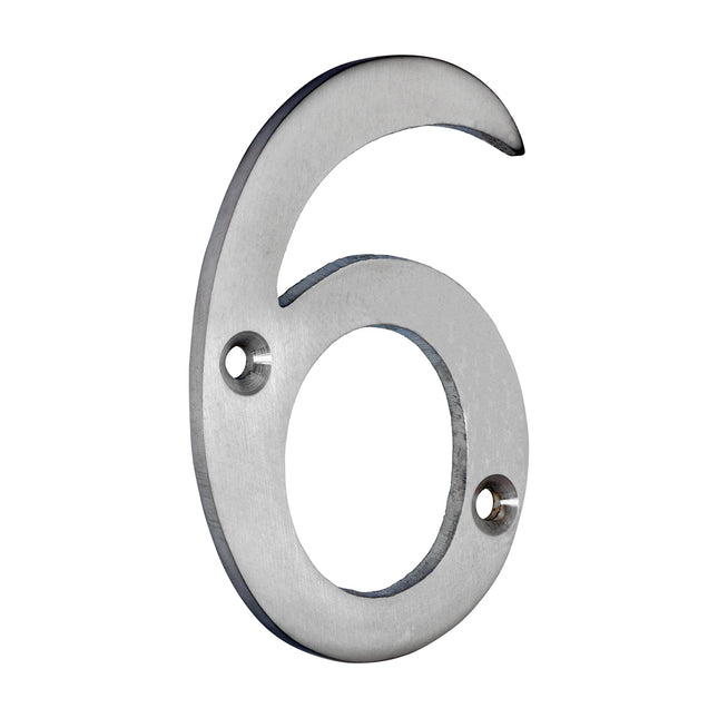 Timco Door Numeral 6, Satin Chrome Lime