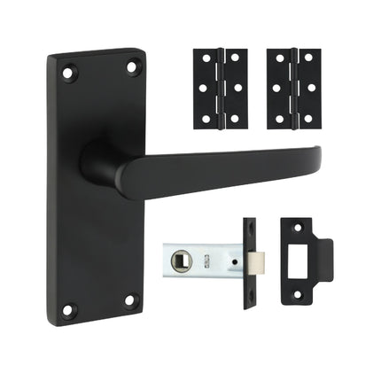 Timco Victorian Straight Latch Door Pack Matt Black, Zinc