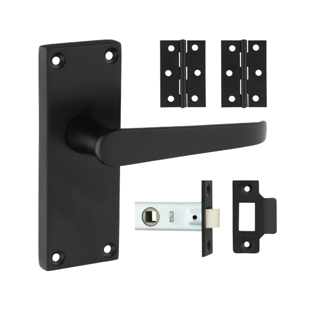 Timco Victorian Straight Latch Door Pack Matt Black, Zinc