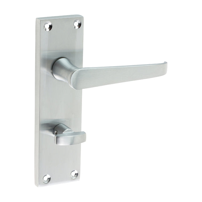 Victorian Straight Bathroom Handles - Satin Chrome