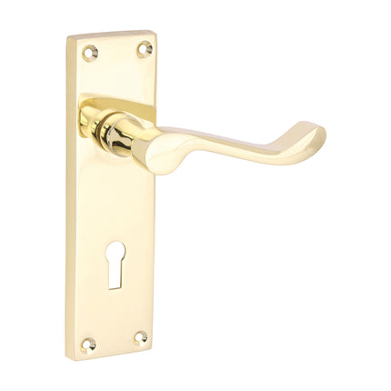 Victorian Scroll Lock Handles - Polished Brass