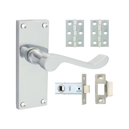 Timco Victorian Scroll Latch Door Pack Satin Chrome, Zinc