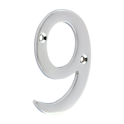 Timco Door Numeral 9, Polished Chrome Lime