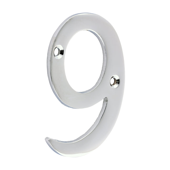 Timco Door Numeral 9, Polished Chrome Lime