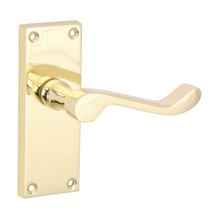 Victorian Scroll Latch Handles - Polished Brass
