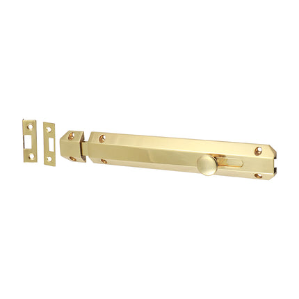 Timco Architectural Flat Section Bolt, Polished Brass Lime