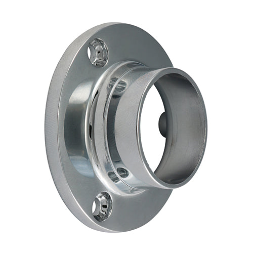 End Socket - For Round Tube - Polished Chrome