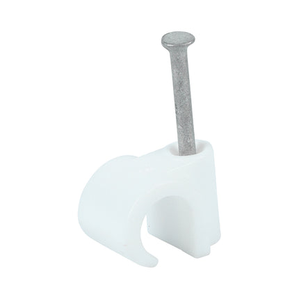 Timco Round Cable Clips, White Steel