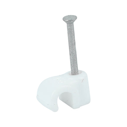 Timco Round Cable Clips, White Steel