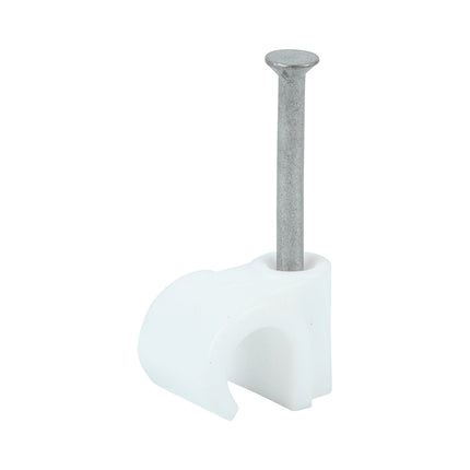 Timco Round Cable Clips, White Steel