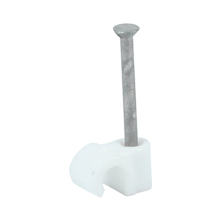 Timco Round Cable Clips, White Steel