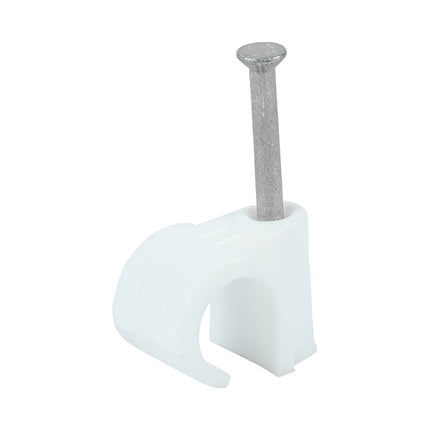 Timco Round Cable Clips, White Steel