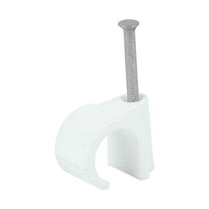 Timco Round Cable Clips, White Steel