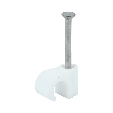 Timco Round Cable Clips, White Steel